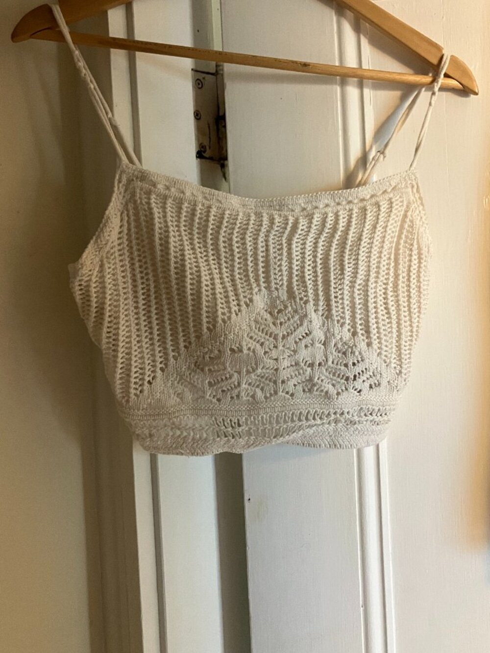 Abercrombie and Fitch White Crochet Crop Tank Top
